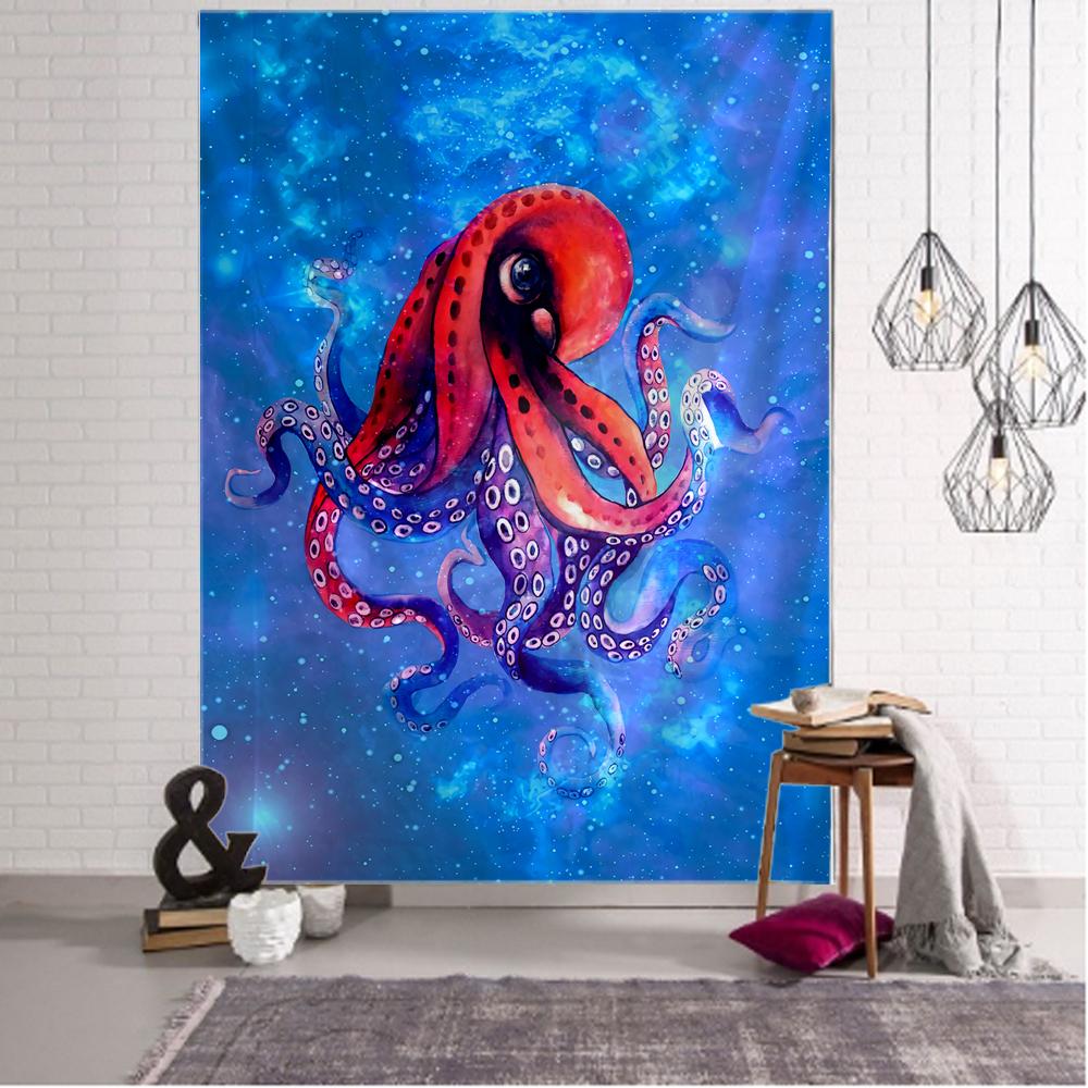 Underwater Animal Art Octopus Octopus Pattern Tapestry Hippie Wall Hanging Tapestry Living Room Bedroom Decoration