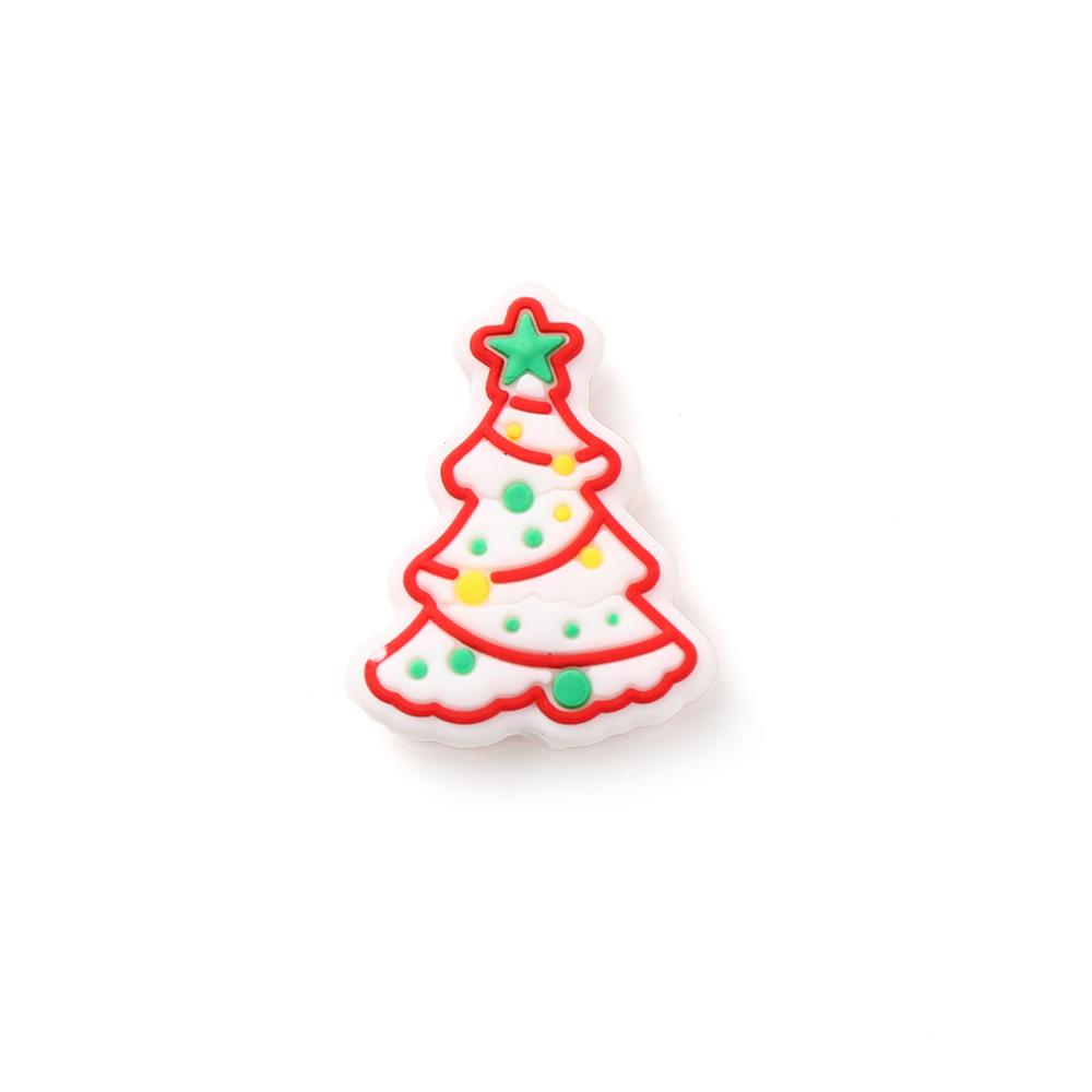 10pcs Cartoon Christmas Tree Silicone Teether Toy For Jewelry Making DIY Pacifier chain Clips Teether Beads Christmas Gifts
