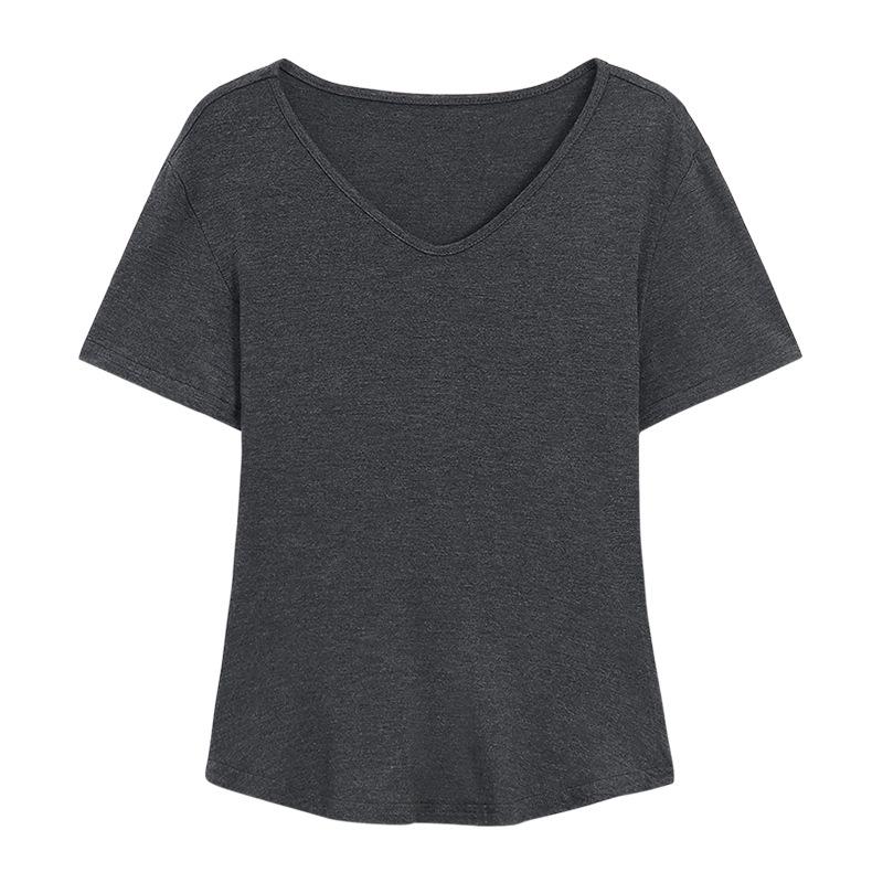 2025 Summer Chic Solid Color Slim Fit V-Neck T-Shirt for Women