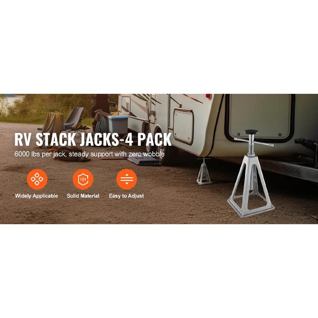 SucceBuy Stabilizační podpěry 4 ks Hliníkové vyrovnávací podpěry pro obytné vozy Stohovatelné podpěry pro RV Travel Trailer Camper Jednošroubová podpěra 6000 Lbs
