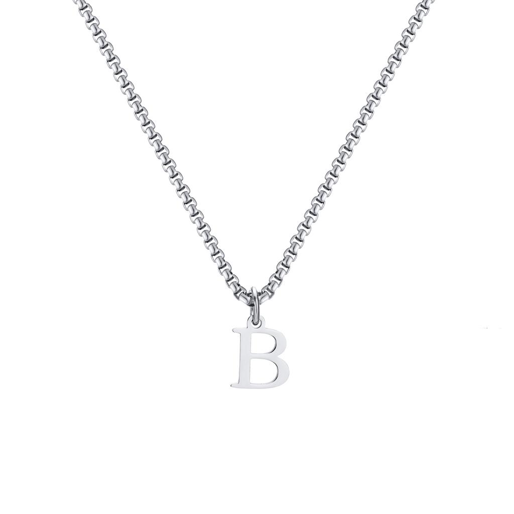 Fashion Letters A-Z Pendant Necklace for Men Women, Stainless Steel English Alphabe Chain Necklace,Fashion Punk Jewelry Men Gift