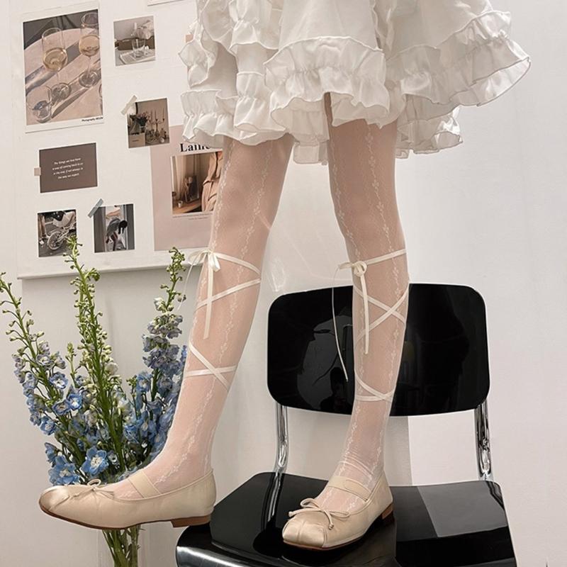 Women Tights Flower Patterned Tights Lolita Pantyhose Lolita Tight Sock T Thigh-High Stocking JK Stocking Ballet Tights