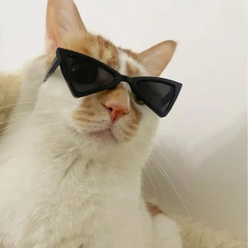 Vintage Triangular Pet Cat Sunglasses Pet Products for Small Dogs Kitten Puppy Cat Accessories Reflection Eyewear Glasses