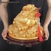 Large Golden Lucky Toad Figurine for Living Room, Office, or Wine Cabinet Decor