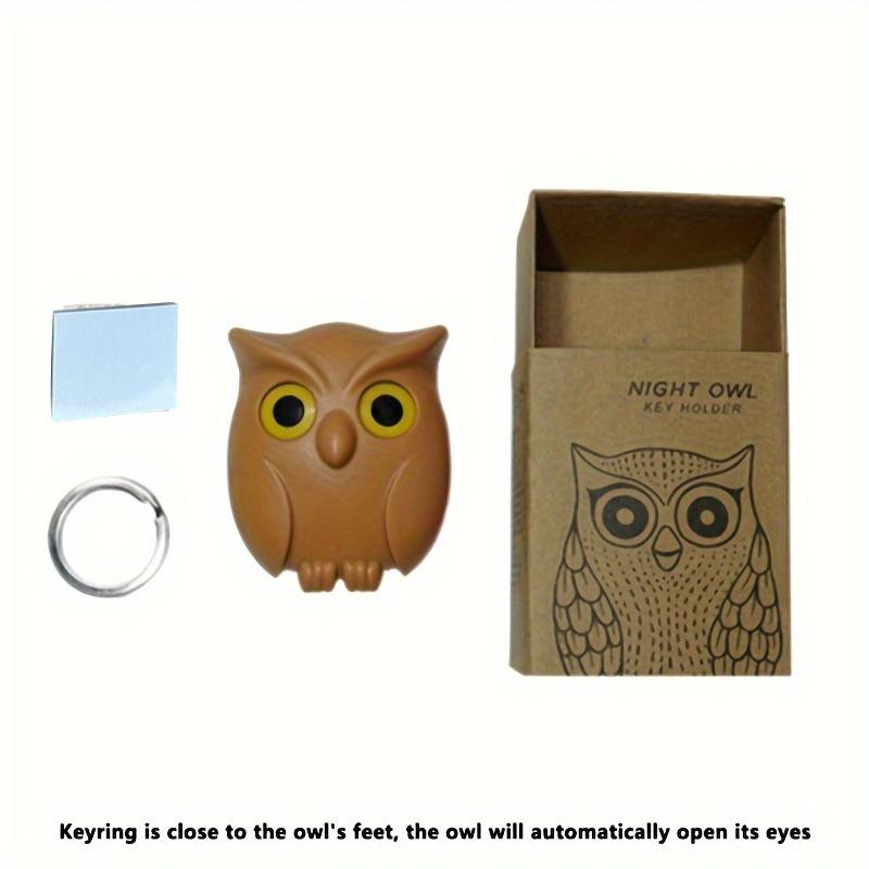 

1 шт. Милая сова, крючок для хранения ключей для прихожей, с бесшовным клеем, автоматическое открытие и закрытие глаз. коричневый