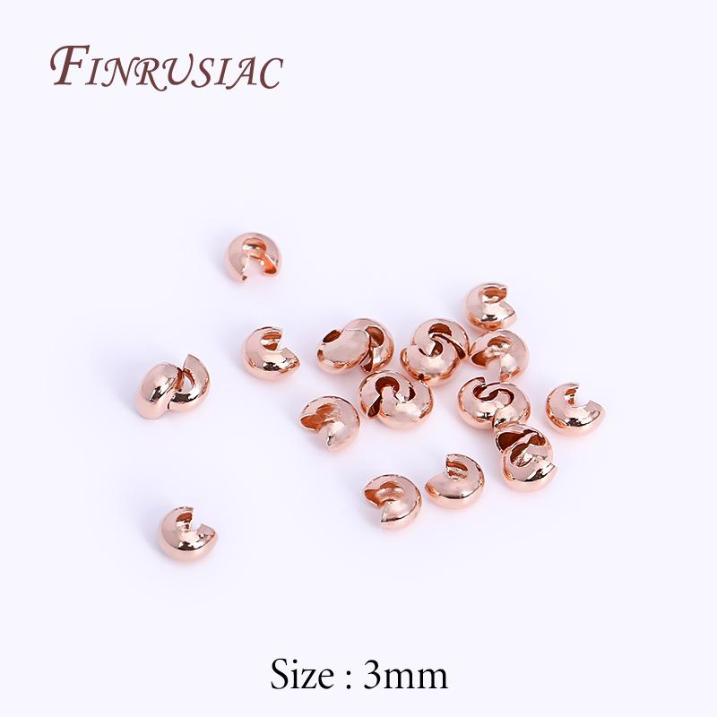 50/100Pcs 18K Gold Plated Crimp Covers,Round Covers Open Crimp End Beads,Stopper Spacer Beads For DIY Jewelry Making Supplies 50 pcs