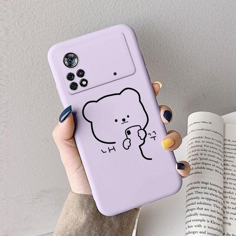 Case For Poco X4 Pro 5G Poco M4 Pro Cute Heart Flower Back Cover Soft Silicone Matte Protective Funda For Xiaomi Poco X6 X5 Pro