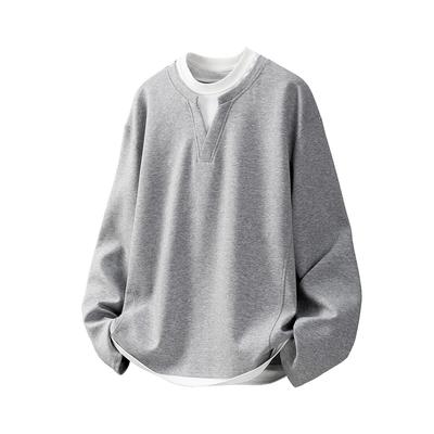 2025 Spring Autumn Men Long Sleeve Tshirts Men Casual Fake Two Piece T-Shirts Male Patchwork Tops Tees Man Oversize T-Shirt