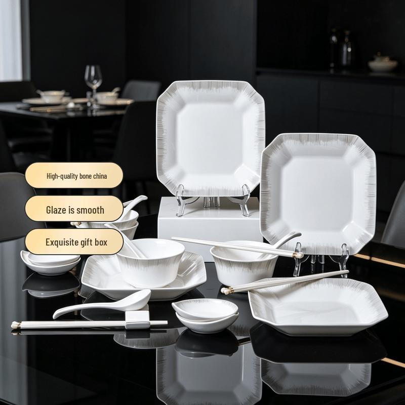 Jingdezhen Chinese Style Underglaze Ceramic Dinnerware Set