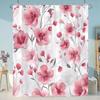 Botanical Flower Shower Curtain Colourful Flowers Green Leaves Watercolour Art Creative Polyester Shower Curtains Bathroom Decor