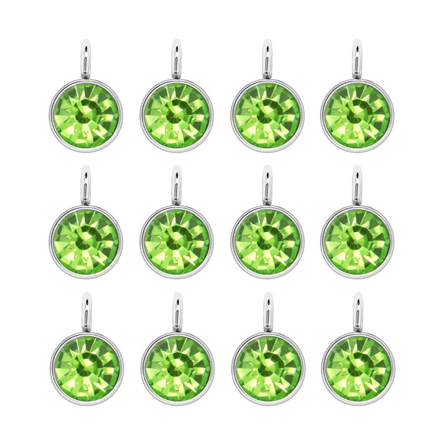 144Pcs/Lot Birthstone Necklace Pendant Jewelry Making Rhinestone Stainless Steel Charms For Women Earrings DIY Accessories Gift