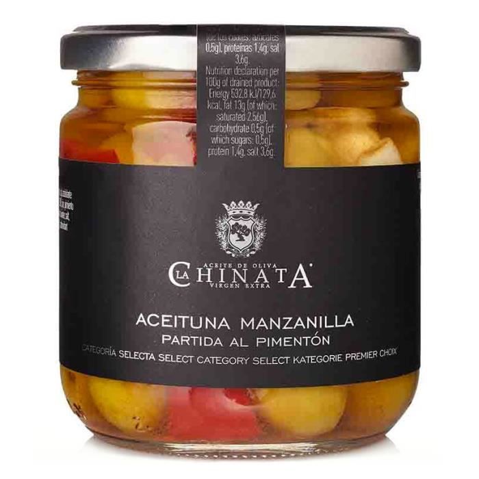 Manzanilla Olives with Garlic &; Red Pepper - La Chinata