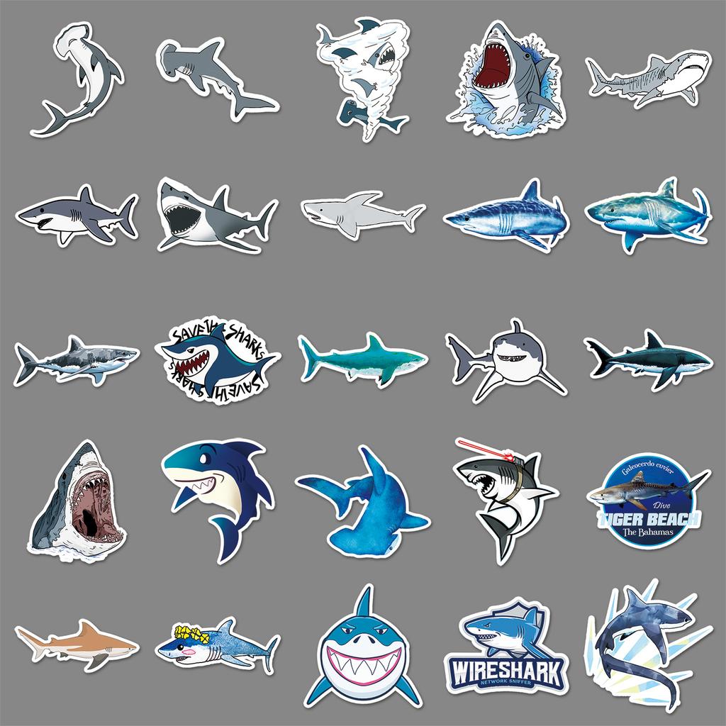 50 Shark Graffiti Personality Cross-marine Life Creative Guka Decorative Skateboard Water Cup Suitcase Stickers Waterproof