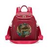 Chinese Style Embroidered Elephant Convertible Backpack For Women Large Capacity Travel Bag