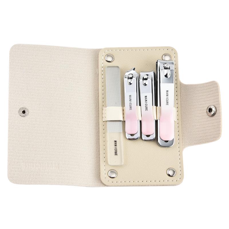 Gradient Color Stainless Steel Nail Clipper Set - Includes Nail Cutter and Pliers, High Quality.