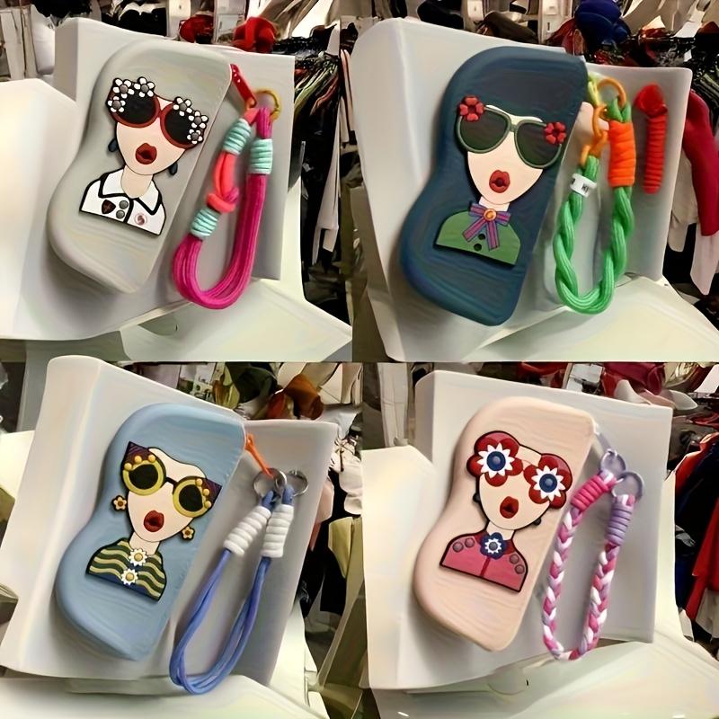 1PC  Colorful Shoulder Strap -  Colors Available, Portable Glasses Storage Bag Silicone Box, 3.15 * 6.70 Inch Waterproof Hanging Glasses Bag