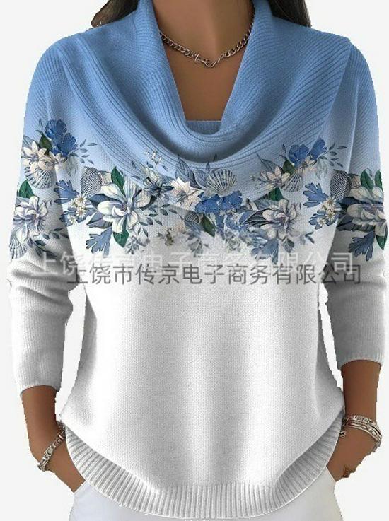 2025 European & American 3D Digital Print Loose Knit Sweater for Autumn & Winter