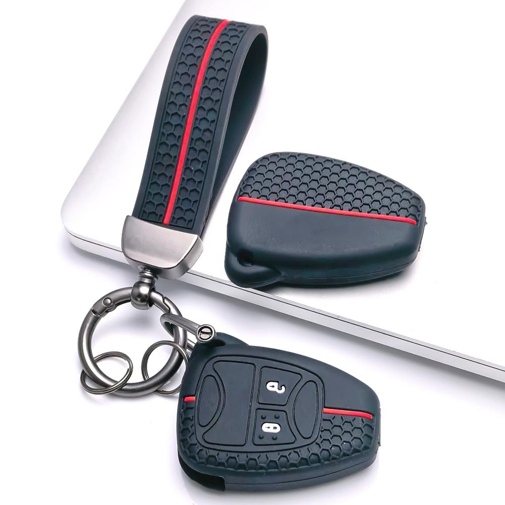 Key Fob Cover for Jeep Renegade Compass Cherokee Durango Challenger Charger Grand 300 with Keychain Anti-Scratch Guard Shockproof Protection