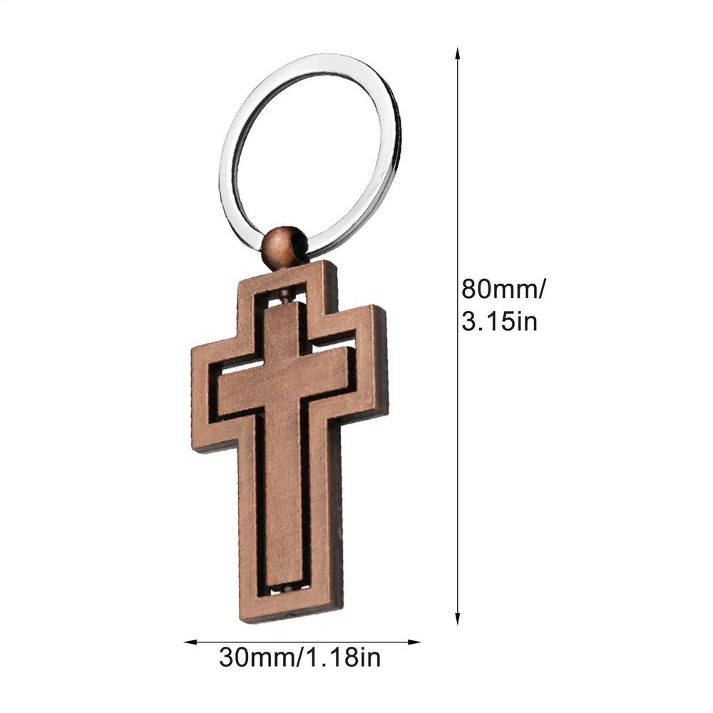 360 Rotating Crosses Keychain Metal Hollow Car Key Pendant Waist Hanging Key Holder Religious Belief Souvenir Gift