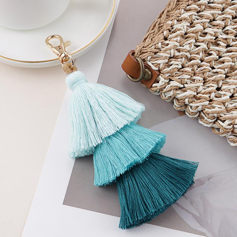 Bohemian Multicolor Handmade Layered Tassel Keychain Simple Key Ring Fit Handbag Accessorie Jewelry Gift