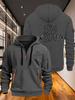 Men's hoodie, stylish with multiple zippers and pockets, loose fitting pullover print I'm ok English print