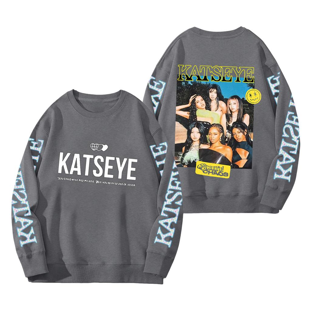 Women's Fashion Long Sleeve Print Round Neck Loose Pullover Sweater Top