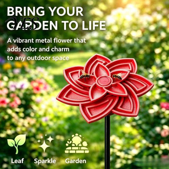 3D Printed Bee Feeder Flower Waterer, Garden Stake, Drinking Fountain Outdoor Decor, Hydration Device Open Anti-Drowning Trough, 2-in-1 Ornament