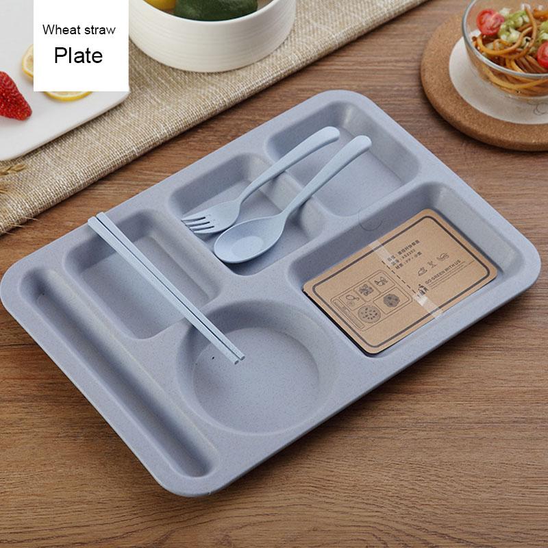 

Детская тарелка из пшеничной соломы, тарелка для завтрака для школьников, детская тарелка, миска, ложка, вилка, набор столовых приборов