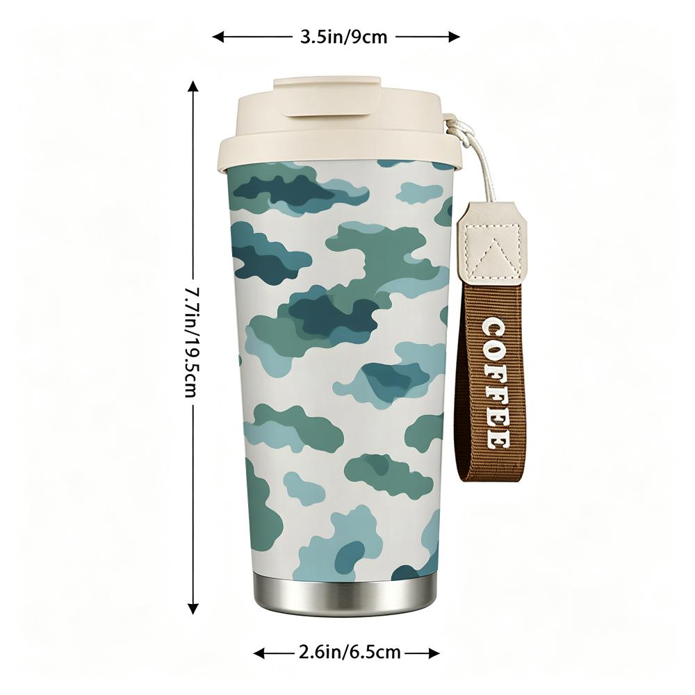 Abstract Blue Camo Print Stainless Steel Insulated Coffee Tumbler Vacuum Thermal Cup Leakproof Travel Mug for Office Outdoor Gift