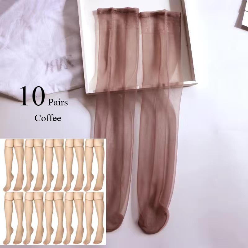 Summer Ultra-Thin Invisible Thigh-High Socks Nude Seamless Mid-Calf Short Socks For Women Anti-Snag Sheer Stockings 1-30 Pairs