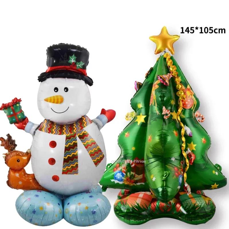 Grande pupazzo di neve di Natale Palloncino in lamina Palloncino in piedi Albero di Natale Palloncino Babbo Natale Scatola regalo Palloncino Decorazioni per feste di Natale