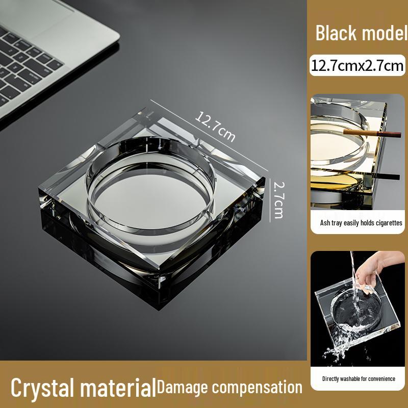 Crystal Glass Ashtray: Elegant, Fly-Repellent Design for Home or Office