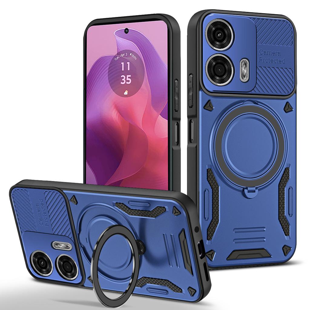 Magnetic Case For Motorola Moto G04 4G / G24 4G Shockproof TPU + PC Phone Back Cover with Kickstand