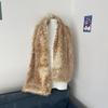 Deer Print Faux Fur Scarf Adjustable Ear Muffs Cute Plush Neck Warmer  Women