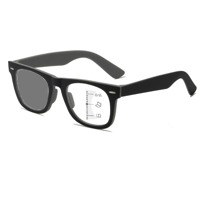 Unisex Photochromic Multifocal Reading Glasses Women Anti-blue Light Color Changing Eyewear Square Progressive Presbyopia Frame