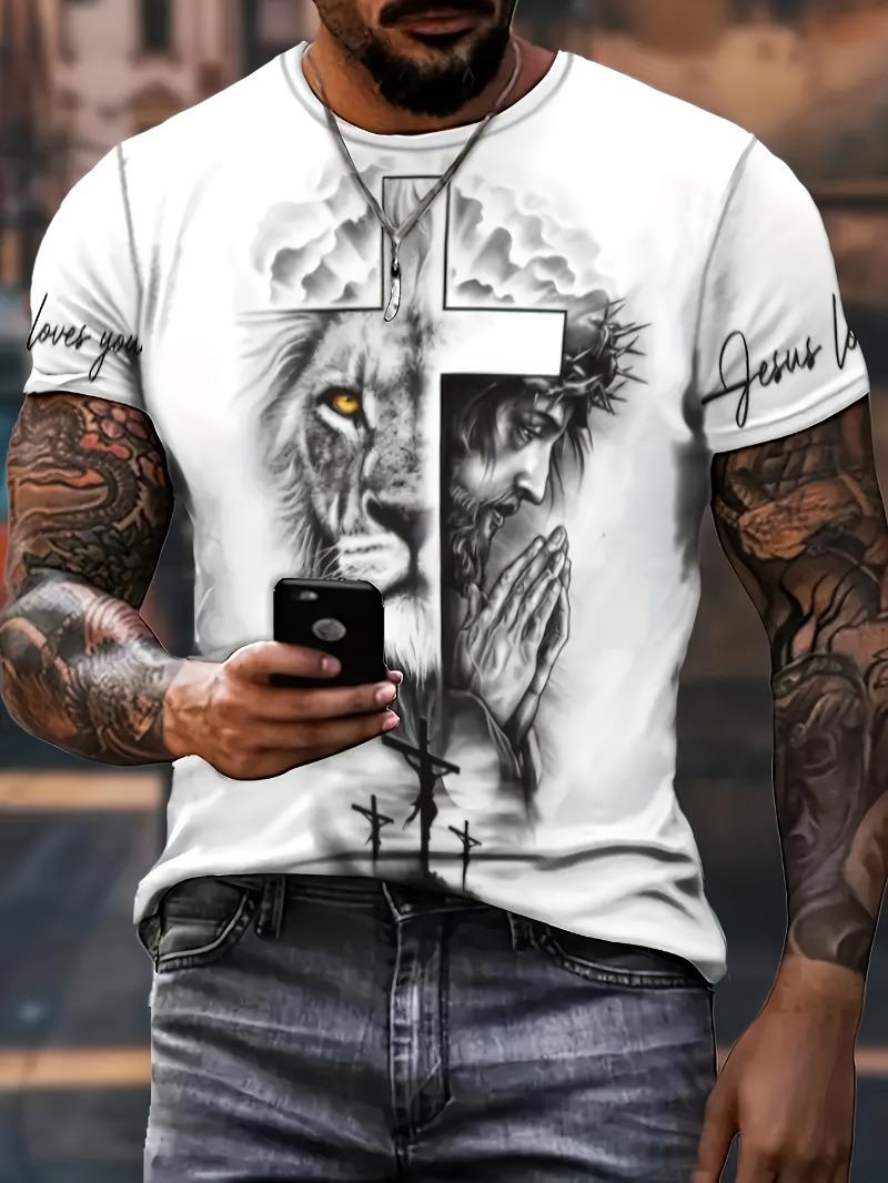 3D digital printing men s casual printed short-sleeved T-shirt S
