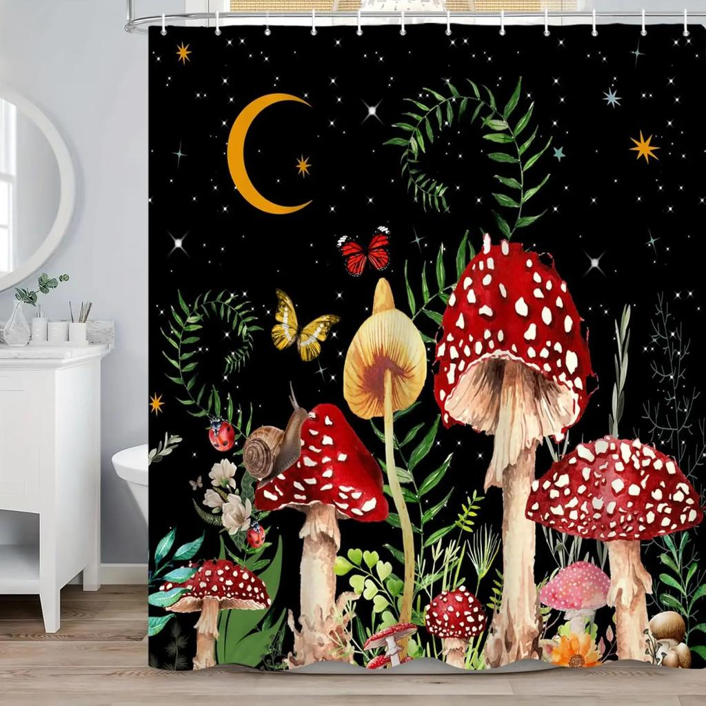 Magic Forest Shower Curtain Fairy Jungle Fantasy Wonderland Waterproof Polyester Hook Shower Curtain For Bathroom Decoration