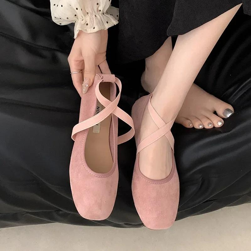 Fashion Elegant Women Fashion Shoes Pink Ballet Flat Shoes for Women 2025 New Summer Soft Bottom Mary Janes Slip On Zapatos De Mujer