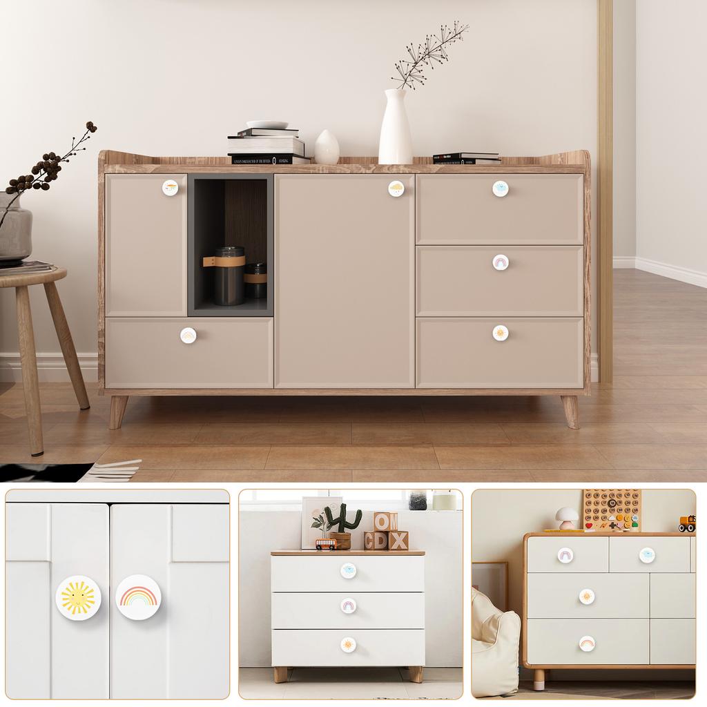 8Pcs Drawer Handle Cute Single Hole Door Pull Knob Round Kitchen Cupboard Wardrobe Door Dresser for Furniture Pull Knobs