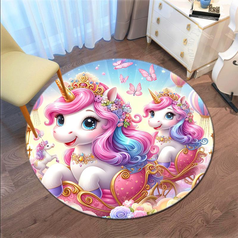 1PC cute cartoon unicorn Pattern printed Carpet Rug for Living Room Bedroom Home Sofa Decoration,Non-slip Floor Mat Floor mat