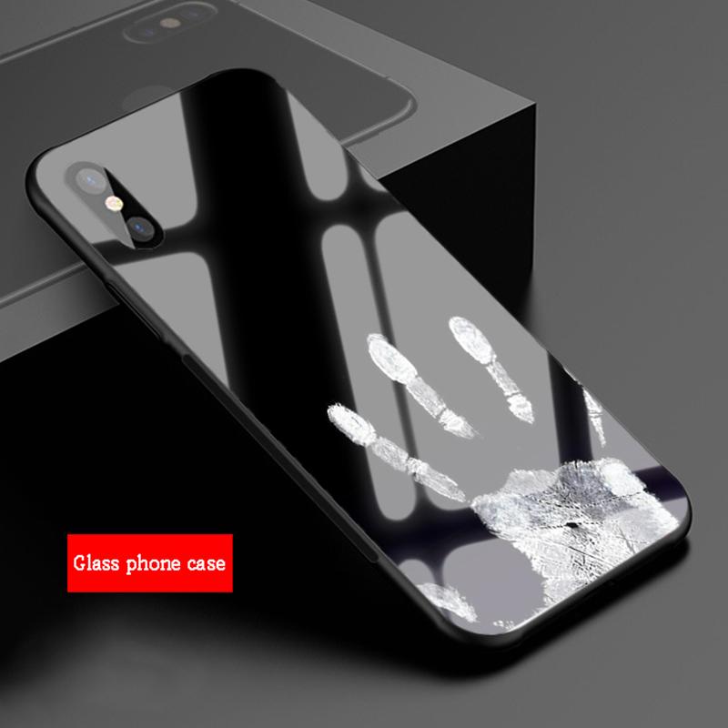 Pouzdro na telefon z tvrzeného skla s potiskem ruky Pro iphone 12 11 Pro Max 5 6 7 8 PLUS X XS XR XSMax Skořepina 12Pro Kryt Skořepina