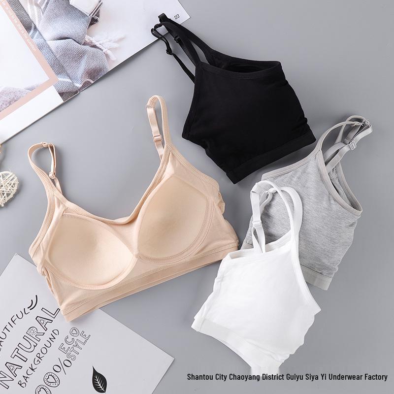 One-Piece Strapless Wire-Free Cotton Camisole Sports Bra for Women