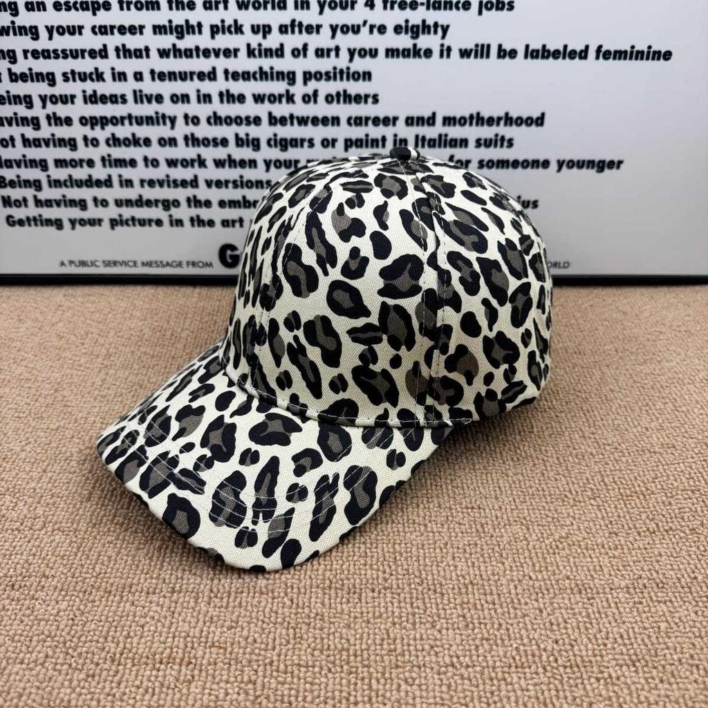 American retro leopard print baseball cap men's and women's enlarged brim sun hat showing face small versatile cap spring and summer