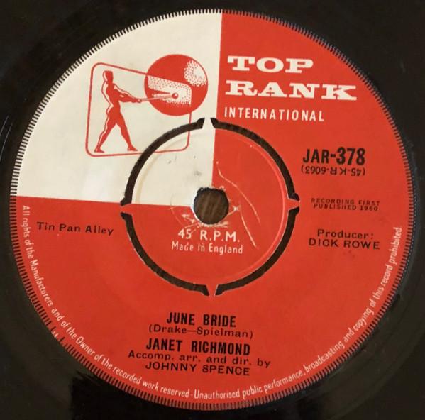 7inch Record JANET RICHMOND - June Bride JAR378 Top Rank Intern 1960 UK Pop Used