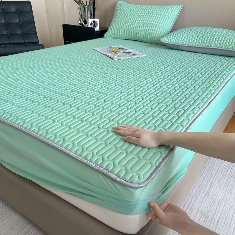 Class A Solid Color Cool Silk Latex Mattress Summer Ice Silk Mat Air Conditioner Mat High-End Washing Machine Washing 3Pcs