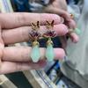 Aieryuan Guochao Copper-Plated Imitation Hetian Jade Enamel Drop Magnolia Flower Earrings, National Style Cheongsam And Ancient Style Earrings