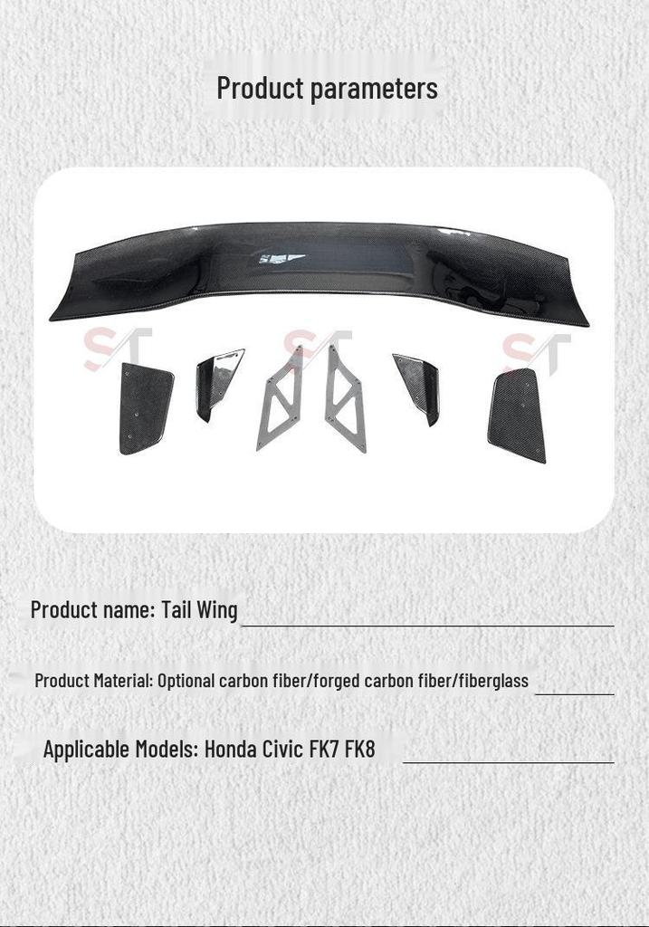 Carbon Fiber Rear Spoiler for Honda Civic FK7/FK8 V Type