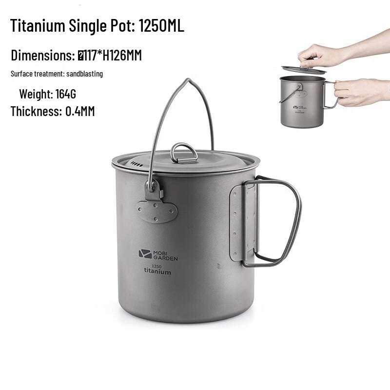 Mobi Garden Enjoy Feast 1250ml Titanium Camping Pot