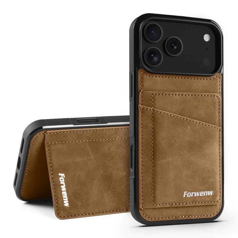 Card Slots Stand Wallet Case For iPhone 17 Pro Max 16 Plus 15 14 13 12 Pro Max 11 16E Air with Metal Buckle Leather Card Holder Back Cover