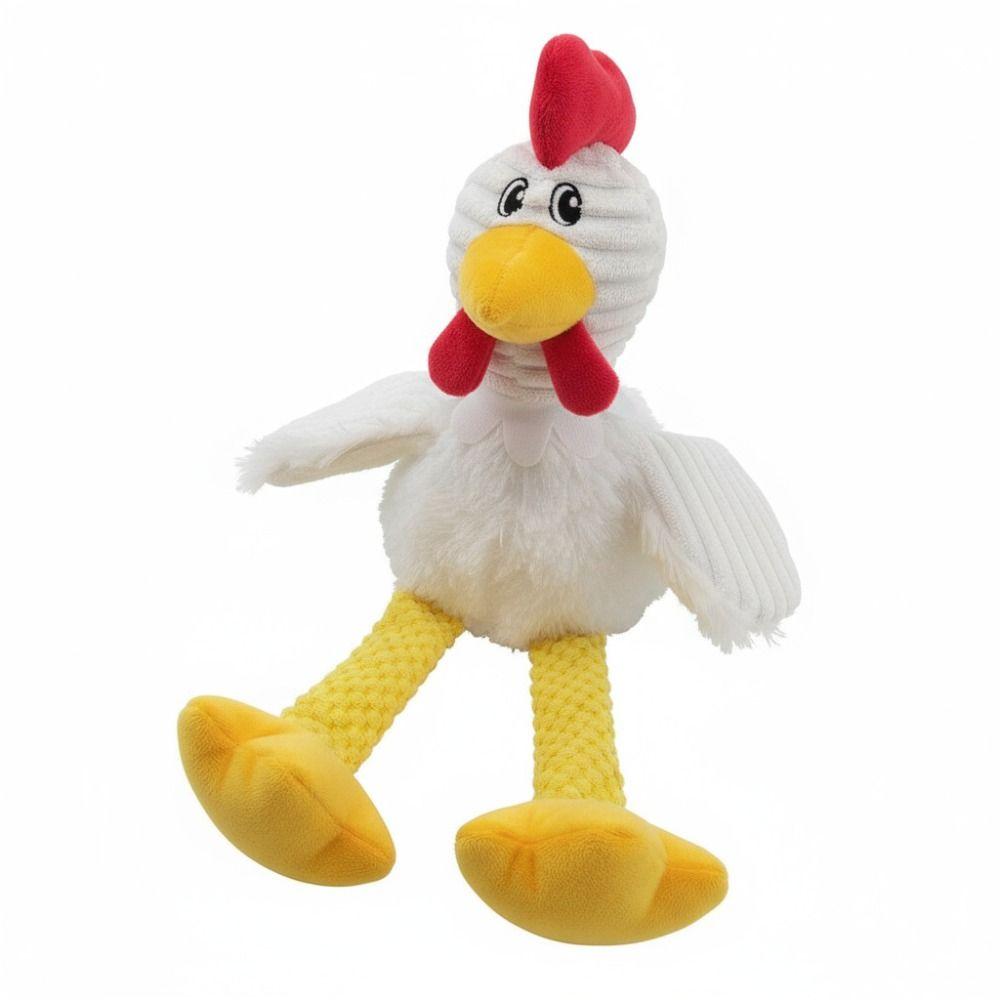 Cartoon Rooster Shape Squeaky Plush Dog Toys Chew-Resistant Dog Stuffed Chicken Toys  Cats